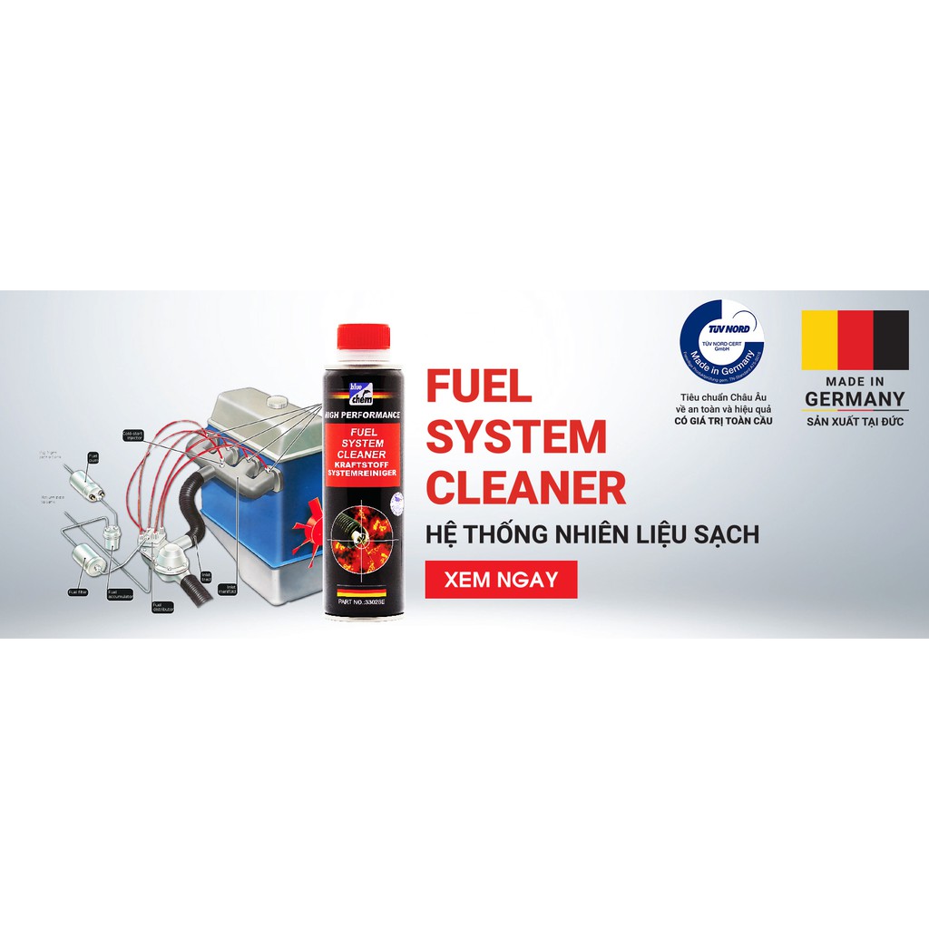 Chai  dung dịch vệ sinh hệ thống xăng, phụ gia đổ bình xăng Bluechem Fuel system leaner 250ml