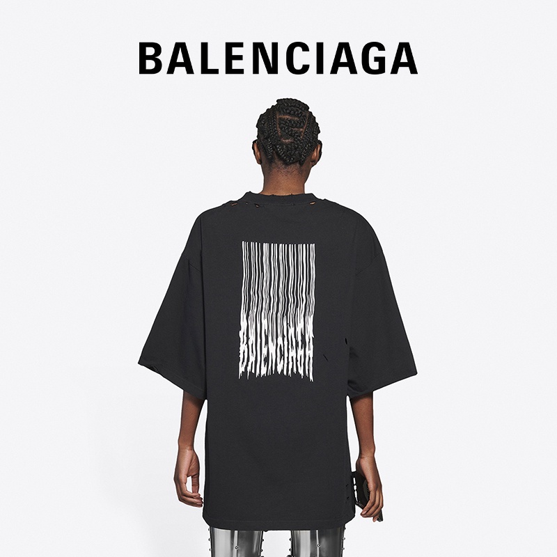 Áo Thun Balenciaga Cổ Tròn Dáng Rộng Cá Tính Trẻ Trung Cho Nam