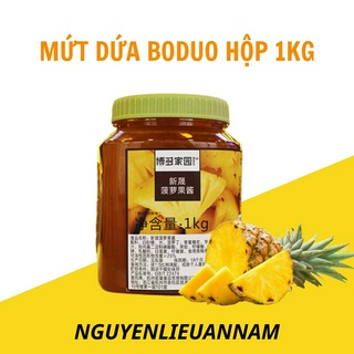 Mứt dứa boduo hộp 1kg pha trà trái cây thơm ngon, hương vị tự nhiên