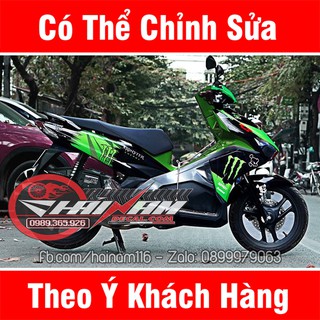 Tem Trùm xe Air Blade Xanh Đen Moster Black