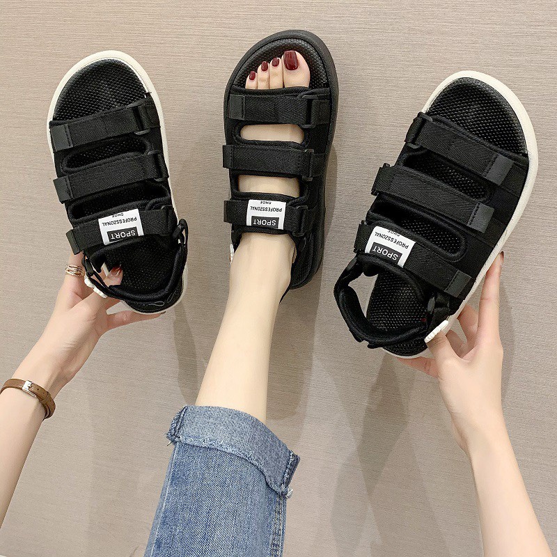 Dép sandal nữ và nam đi học 3 quai Trơn Sport đơn giản dễ đi