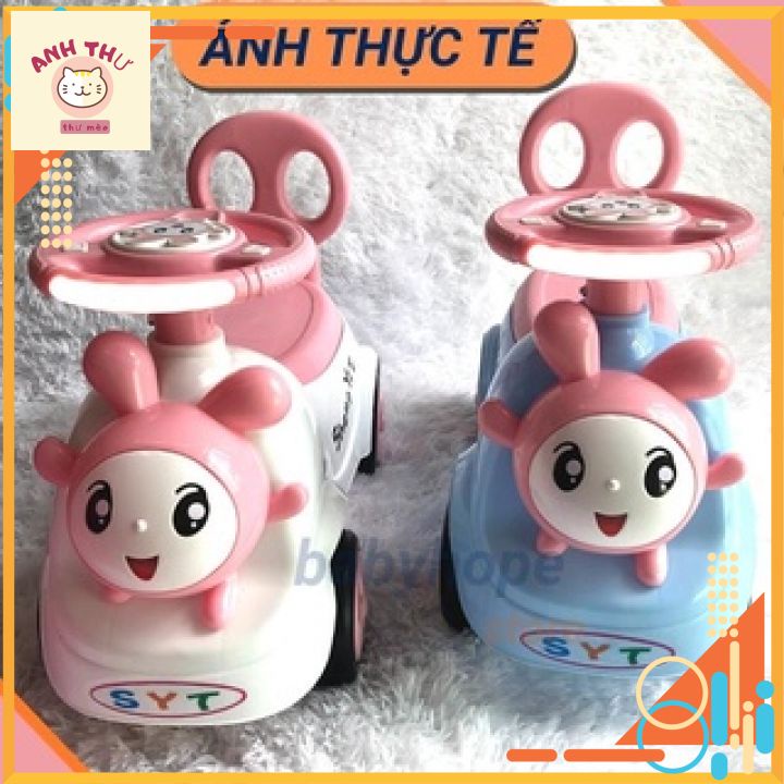 Xe lắc chòi chân hình thỏ cho bé có nhạc có đèn có cốp xe cho bé vui chơi thoả thích .