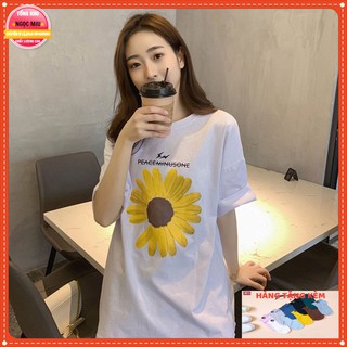Áo thun tay lỡ nam nữ, áo thun tay lỡ hoa cúc kcs032