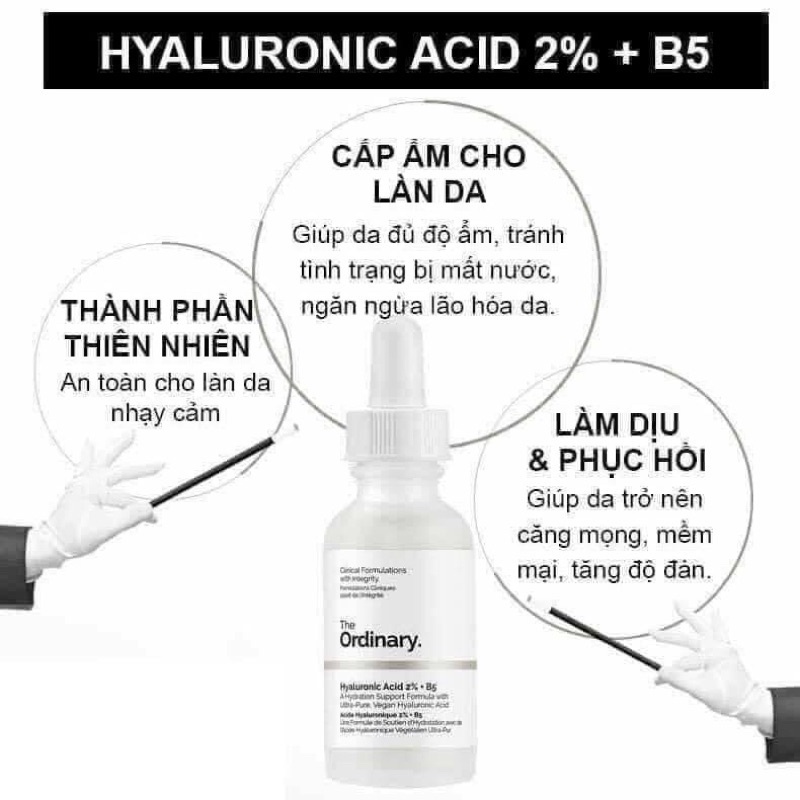 Serum The Ordinary Hyaluronic Acid 2% + B5 cấp nước cấp ẩm Lọ fullsize 30ml-60ml