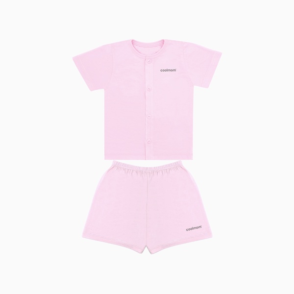 Bộ cộc tay cài giữa Coolmom chất liệu sợi tre cao cấp màu xám fog size 12M / CM-0016-12M-XF