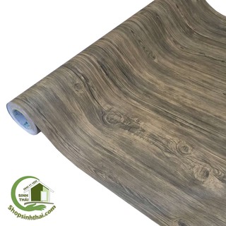 Giấy dán tường giả gỗ màu nâu xám - [ 50cm x khổ 1,2m ] cắt liền thành 1 tấm tùy theo số lần đặt