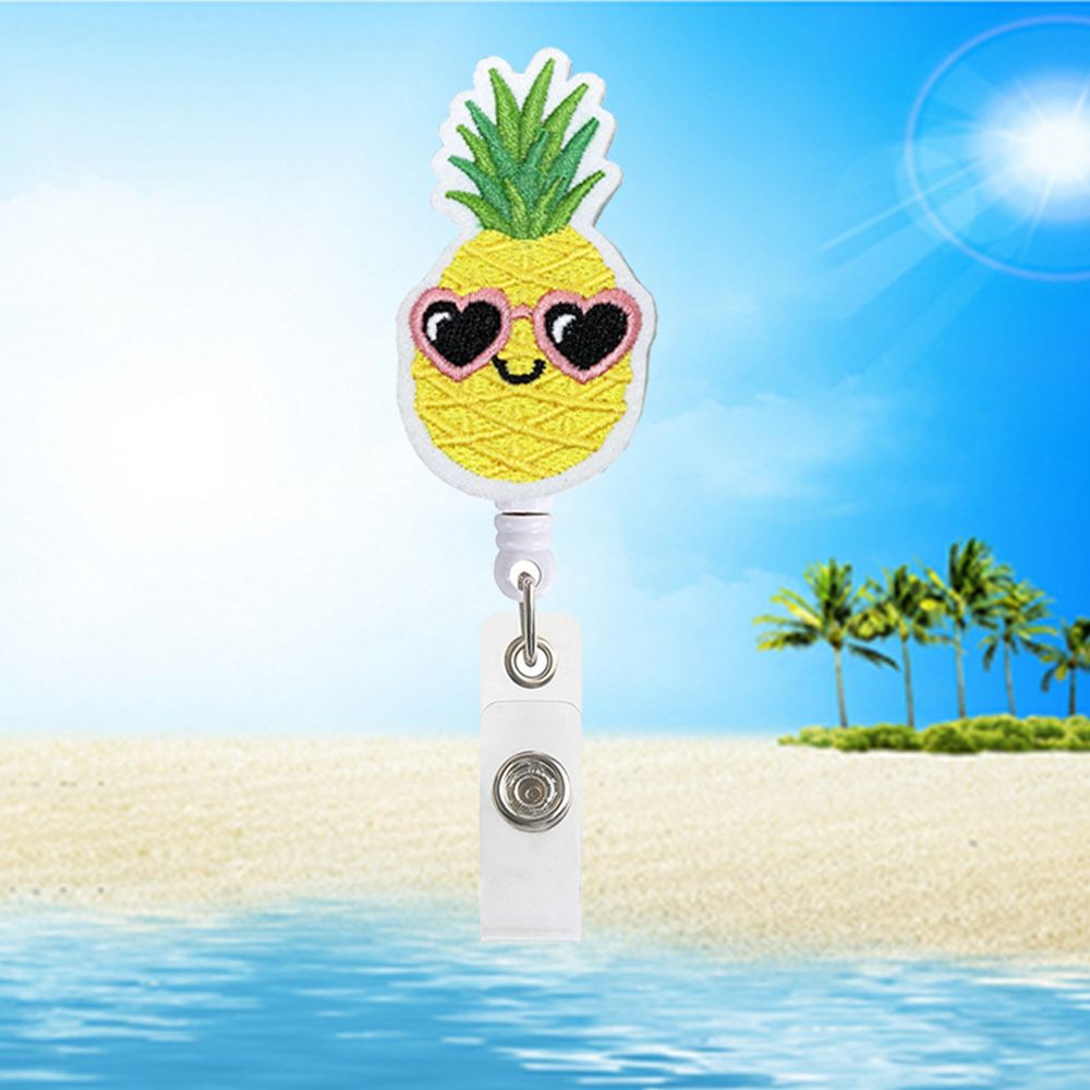 DAPHNE Outdoor Pineapple Badge Clip 360 Degree Rotation Nameplate Rack Adjustable Alligator Clip Office Worker Felt Reel Badge Holder