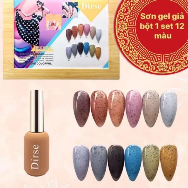 Set sơn gel giả bột jnailsay 1 set 12 màu sơn móng tay chân