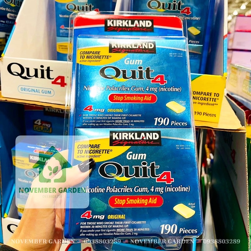 Kẹo cai, giảm thèm thuốc lá Singum Kirkland Gum Quit 4 🇺🇸 Air Mỹ