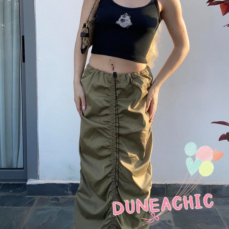 Chân váy dài DUNEA dáng rộng xếp ly thời trang đơn giản cho nữ