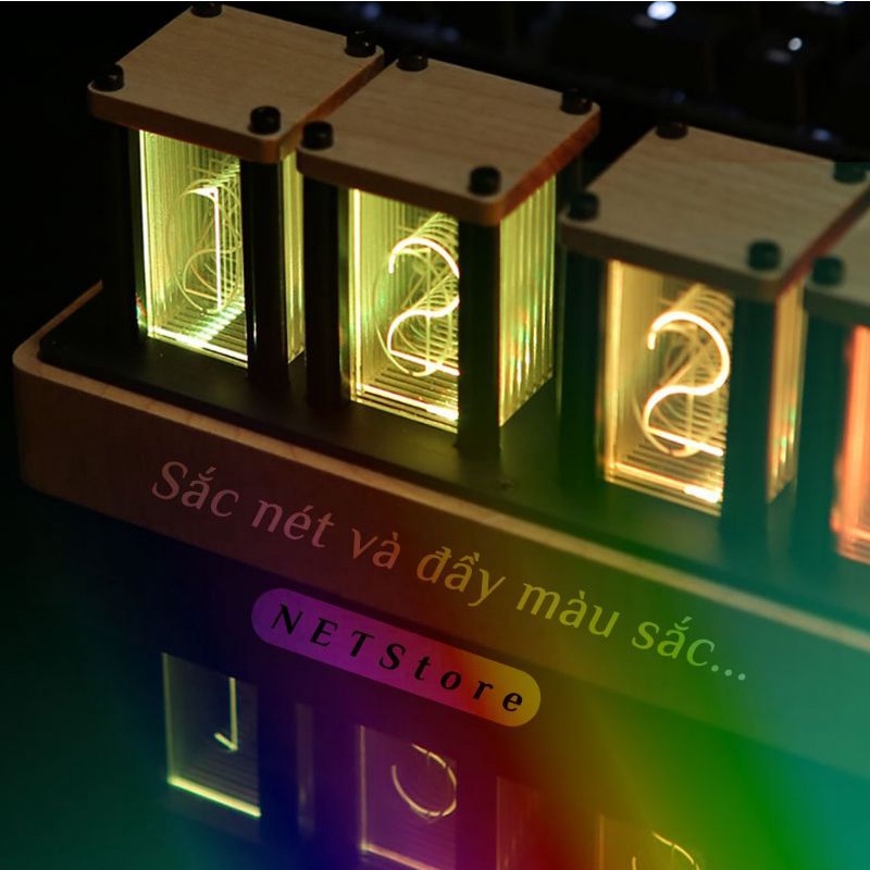 Đồng hồ số phong cách tân cổ điển Rainbow Time Led RGB