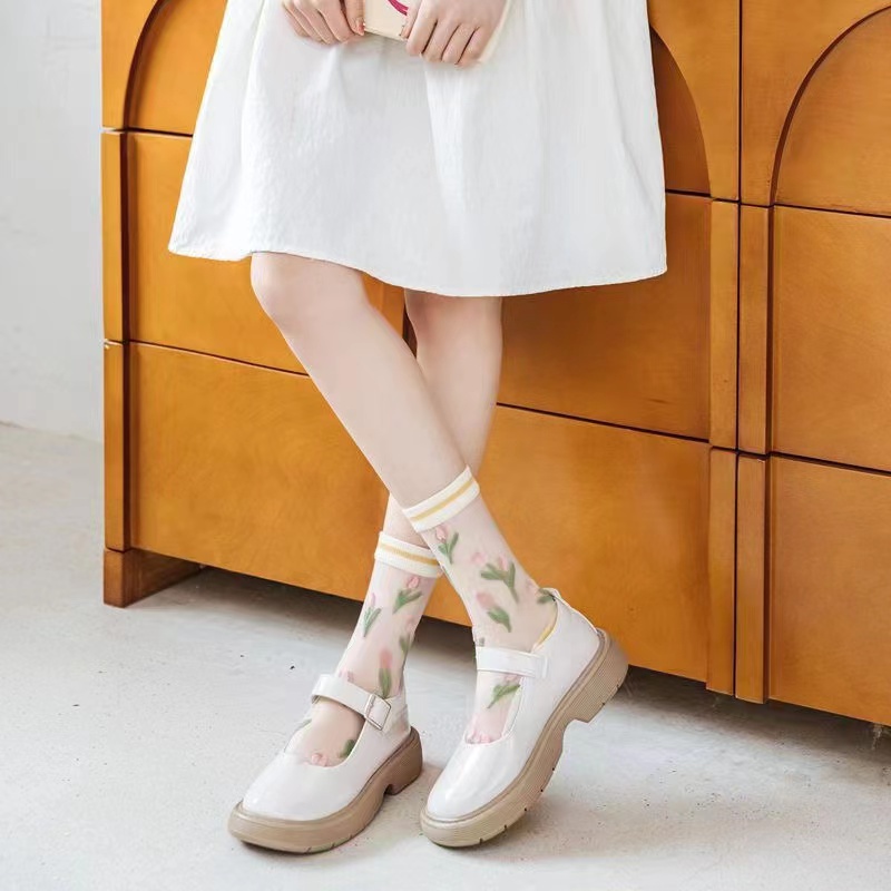 Vớ Cổ Vừa Thoáng Khí Thấm Hút Mồ Hôi Phong Cách Nhật Bản Thời Trang Xuân Hè Cho Nữ