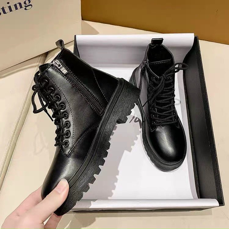 Giày Bốt ulzzang, bốt chiến binh cao cổ KÉO KHÓA đế 5cm mẫu mới 2022