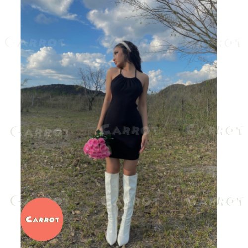 Đầm body sexy 2 dây hở lưng váy ôm đen cut-out thun sang chảnh đi dạo phố carrotxinhdep (44)