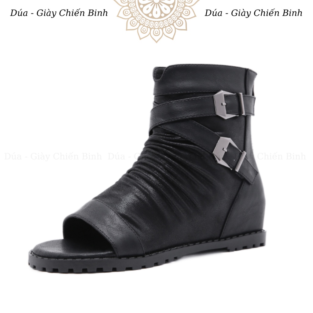 Giày Boot Cổ Ngắn Kaili 2 Khóa Đế Độn 5 Phân B11