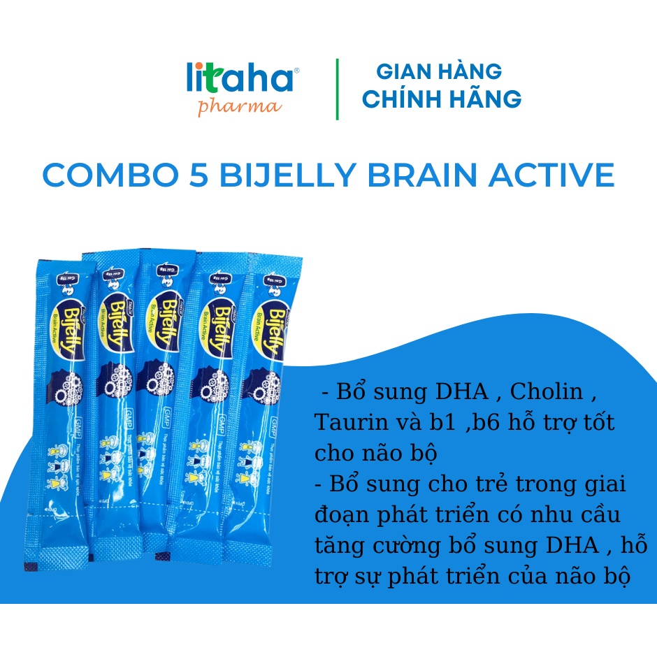 (5 gói dùng thử) Brain Active Bijelly - Bổ sung dưỡng chất cho não bộ- Hàng chính hãng BIMIPharma gói 15g dạng Thạch