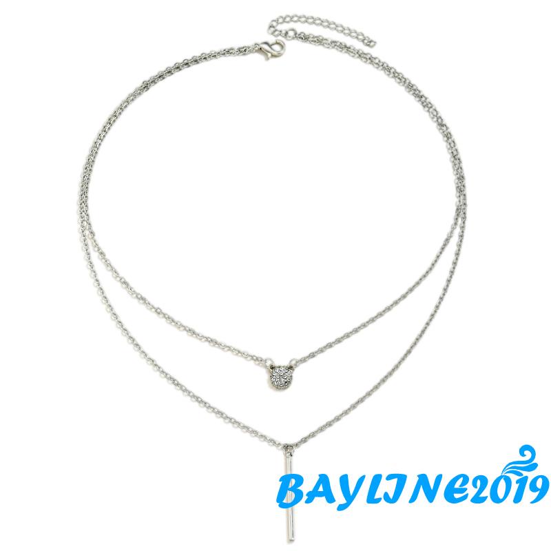 Vòng cổ Hai Lớp Mặt Tròn / Dài Đính Đá Thời Trang Dành Cho Nữ