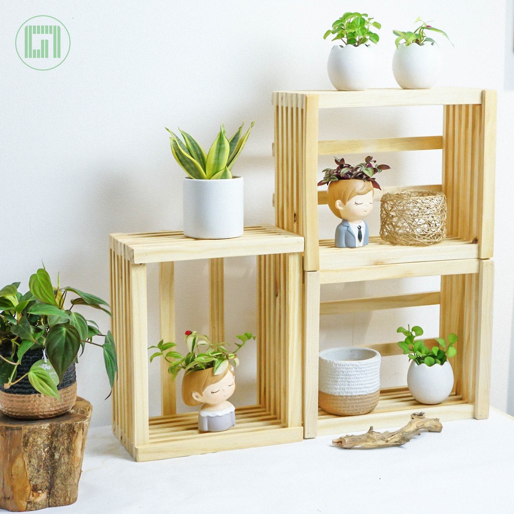 Kệ gỗ thông để bàn trang trí - Decor chụp hình - Trang trí nhà - Trang trí cửa hàng - Goc Garden