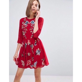 Váy thêu Asos đỏ đen siêu xinh - Ảnh thật