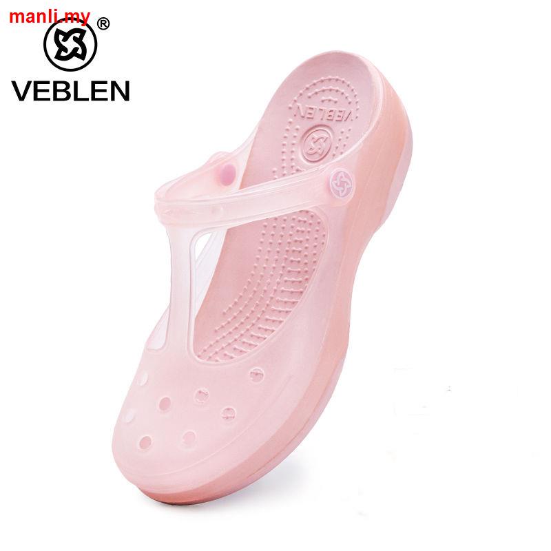 Xăng đan Nhựa Đế Bằng Chống Trượt Có Lỗ Veblen2021 Cho Nữ