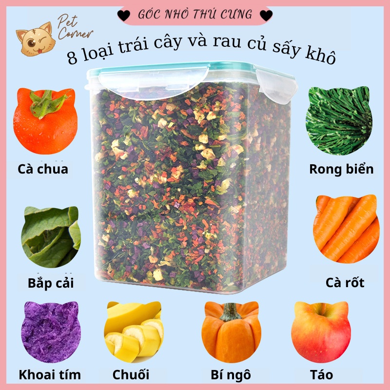 [Mã PET50K giảm Giảm 10% - Tối đa 50K đơn từ 250K] [200gr] Trái cây và rau củ sấy cho chó mèo