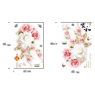 Decal dán tường 3D SIÊU HOT HOA HỒNG