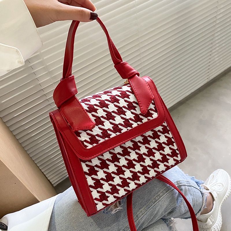 Túi Đeo Chéo Vai Hình Vuông Nhỏ Đơn Giản Họa Tiết Sọc Caro Phong Cách Phương Tây Thời Trang Mới Dễ Phối Đồ