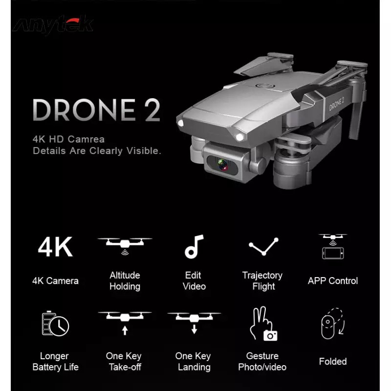 Máy Bay Không Người Lái ANYTEK E68 Hd, Góc Rộng 4K Wifi 1080P Fpv, Máy Bay Bốn Cánh Có Quay Video Trực Tiếp, Độ Cao Để D