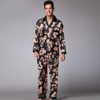 Đồ bộ Pijama đồ bộ nam dài tay, chất lụa satin cao cấp mềm mại, nhẹ và mát, không phải phi lụa nhé. Size L-2XL 👑  ༷