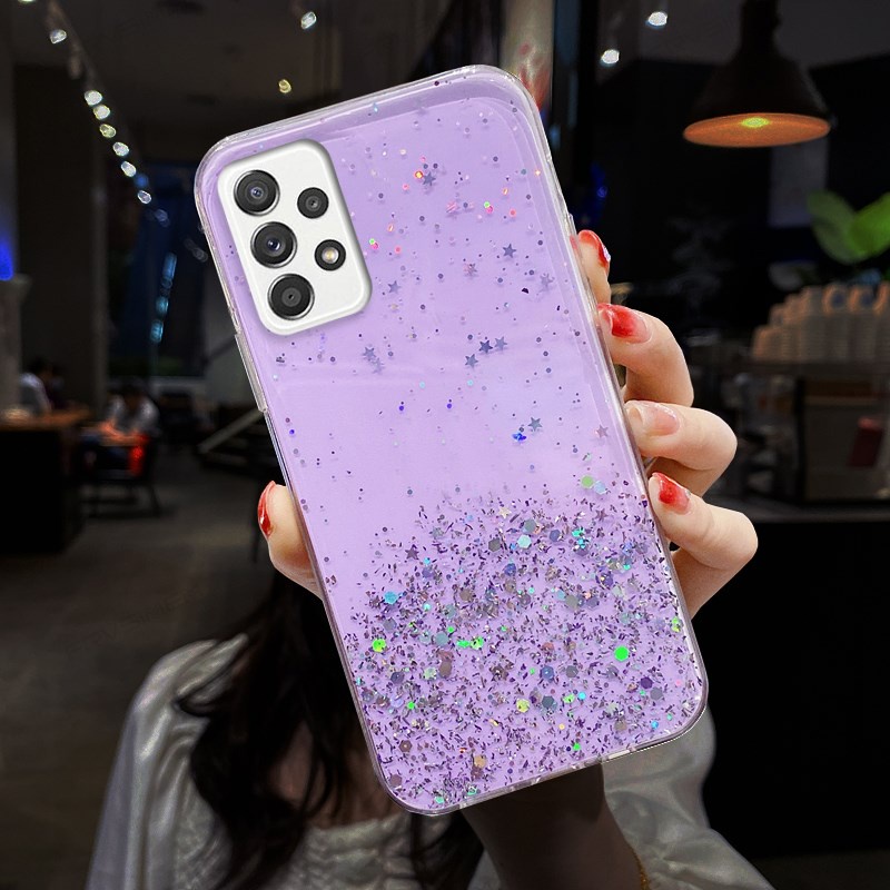 Ốp Điện Thoại TPU Mềm Trong Suốt Phối Kim Tuyến Cho Samsung Galaxy A52 A72 A53 A73 A13 A33 5G A23 A42 M52