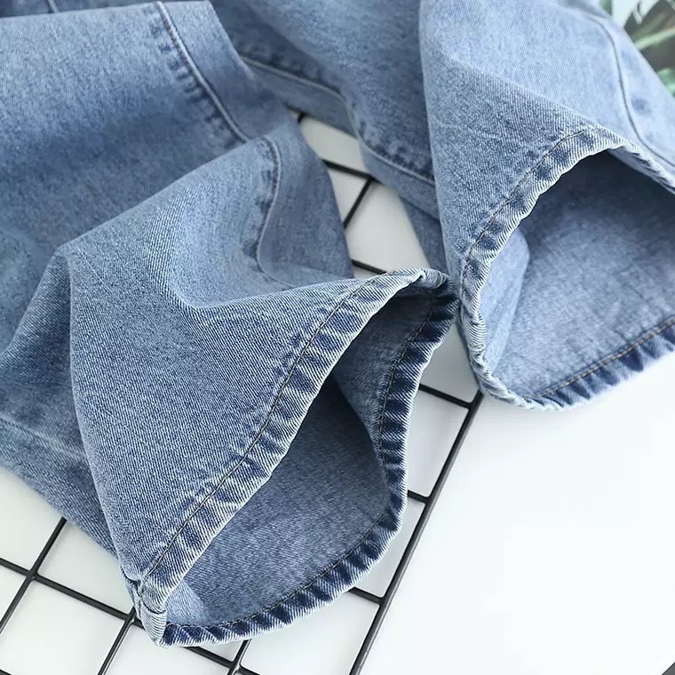 [ DUYÊN PHẬN ] QUẦN JEAN ỐNG RỘNG NỮ LƯNG CAO 2 NÚT 2 ĐAI MÀU XANH NHẠT LAI CUỐN TRƠN CAO CẤP NITI ĐỦ SIZE THỜI THƯỢNG