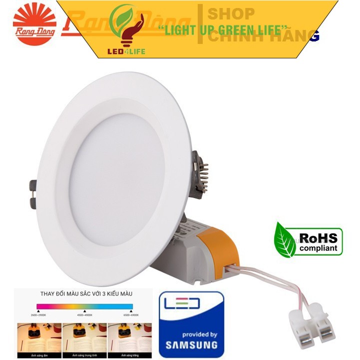 Đèn LED Âm Trần Downlight đổi màu Rạng Đông 9W - D AT02L DM 110/9W