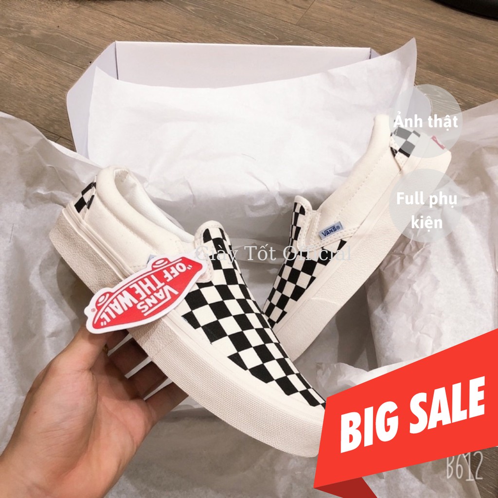 Giày Slip On Vault Caro Lười Bản Trung Cao Cấp Nam Nữ - Giày Tốt Official
