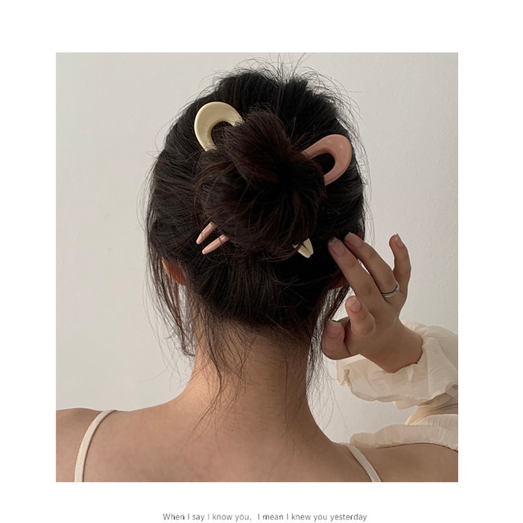 Kẹp tóc hình chữ u bằng acrylic đơn giản phong cách Hàn Quốc dễ phối đồ