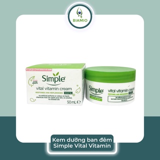 Kem dưỡng da ban đêm Simple Vital Vitamin Cream dưỡng ẩm cho da dịu nhẹ 50mL DA11