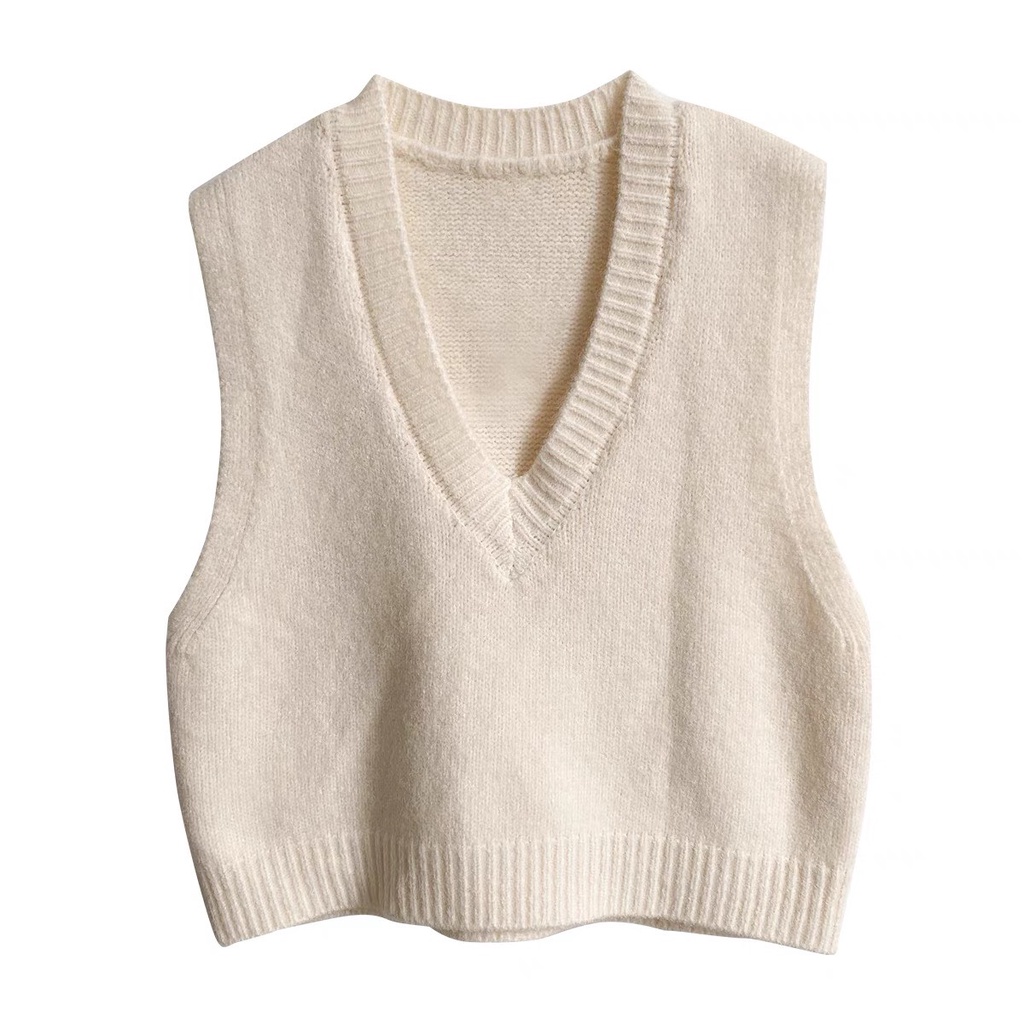 Áo gile len nữ, áo len dệt kim đơn giản dáng ngắn cực xinh cho chị em | BigBuy360 - bigbuy360.vn