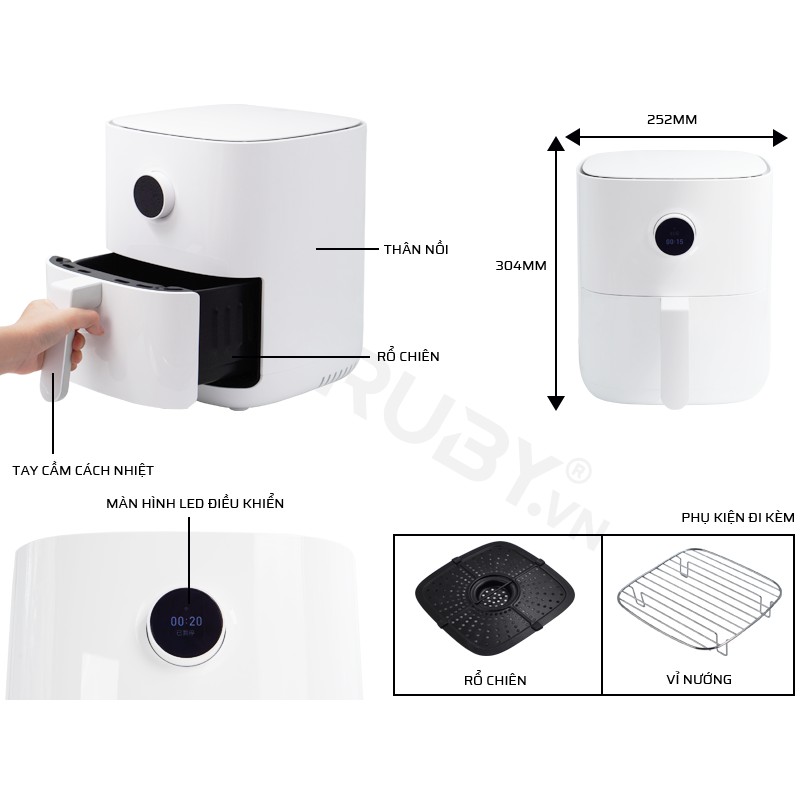 Nồi Chiên Không Dầu Xiaomi Mijia Smart Air Fryer 3.5, Nồi Chiên Thông Minh