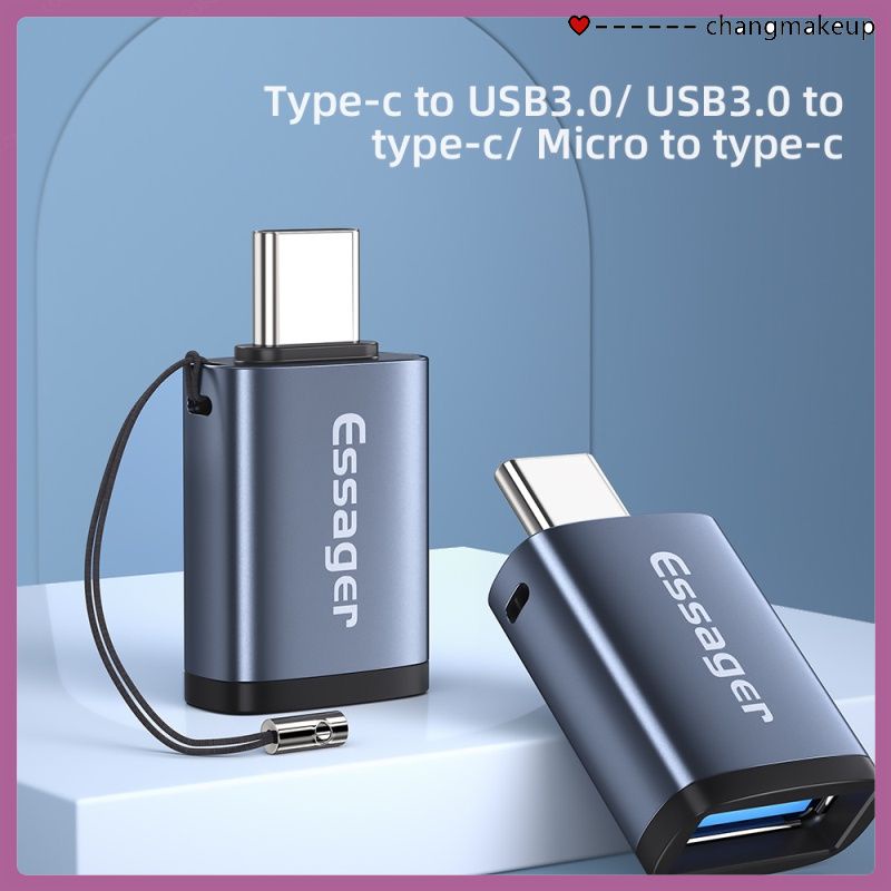 Essager USB Loại C OTG Bộ Chuyển Đổi Loại-C USB-C Nam Để USB 3.0 Nữ Chuyển Đổi Cho Macbook Xiaomi Mi samsung USBC OTG Ⓦ