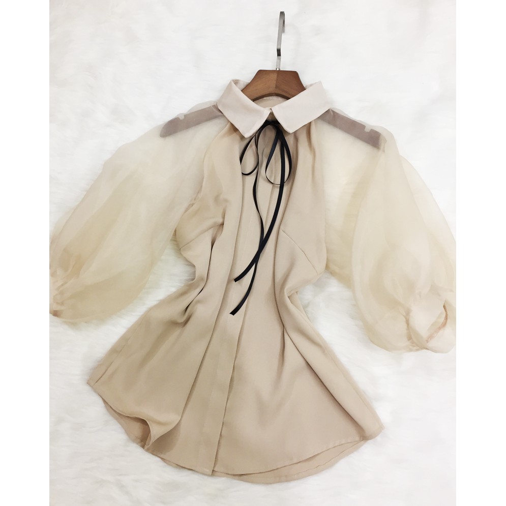 Áo tay bồng hồng nhạt💖Voan lụa💖 Áo dự tiệc sang chảnh (không kèm hoa) | BigBuy360 - bigbuy360.vn