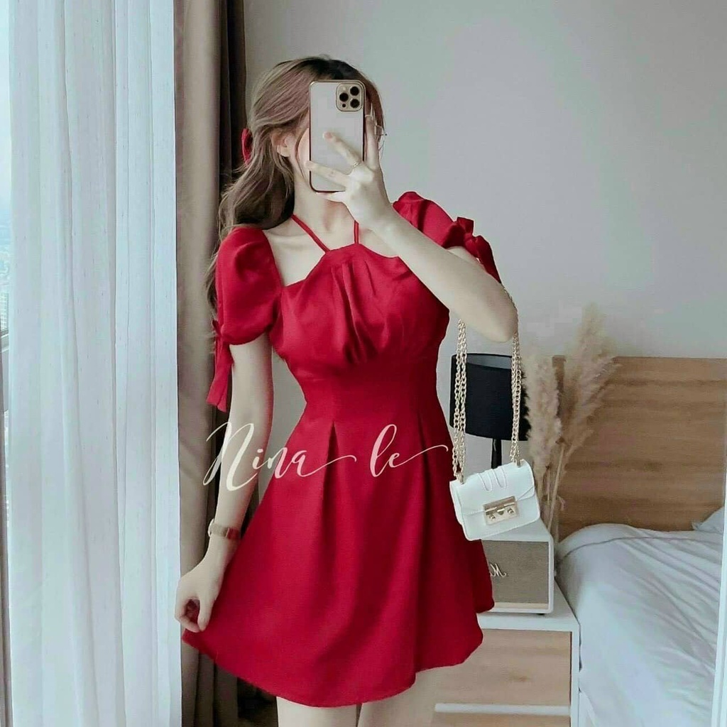 Đầm nữ dự tiệc kiểu dáng cổ yếm sang trọng quý phái phù hợp dự tiệc, đi dạo