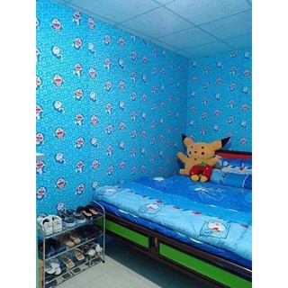 10m GIẤY DÁN TƯỜNG DO RE MON XANH (có keo sẵn)