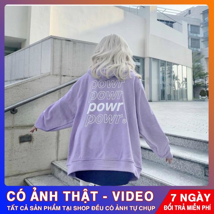 Áo nỉ nữ ⭐️ MẪU MỚI ⭐️ Áo khoác hoodie powr nhiều màu, có khoá kéo, chuẩn dáng rộng unisex | BigBuy360 - bigbuy360.vn