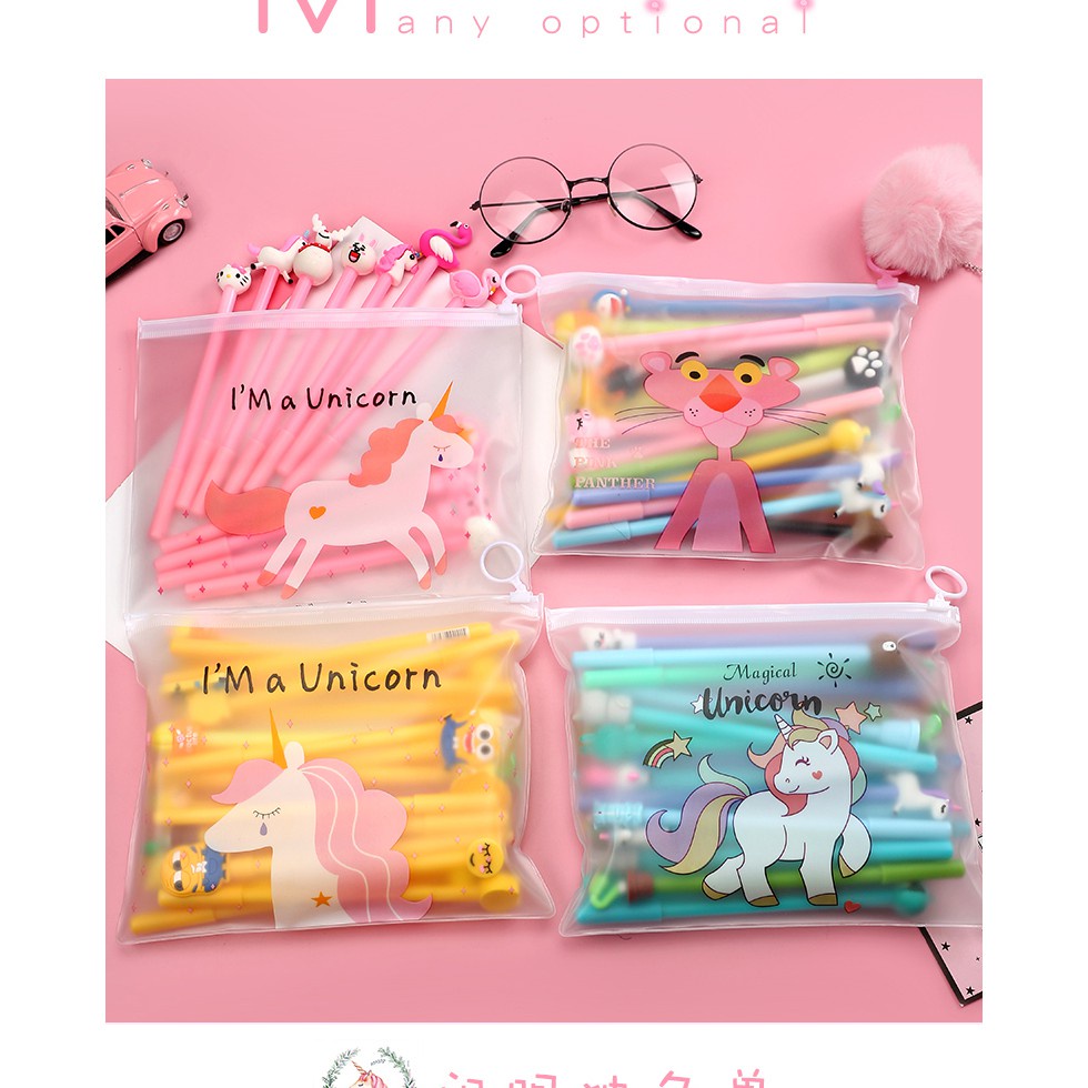 Set 20 Bút Bi Mực Nước Cute Kèm Túi Zip-Hàng Mới  Về