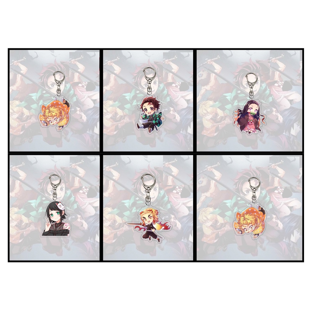 Móc khóa in hình nhân vật Yaiba Kimetsu Demon Slayer Tanjirou Nezuko  Zenitsu Shinobu Kanae Kyoujurou