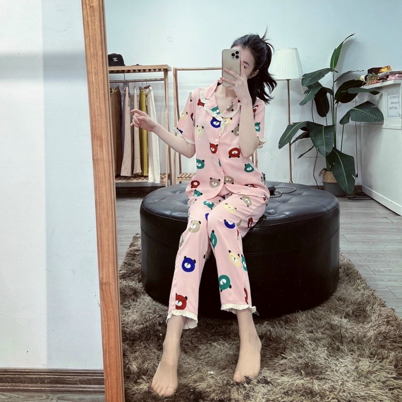 BỘ PIJAMAS CHẤT LỤA PHÁP CỔ VIỀN BÈO HÀNG THIẾT KẾ