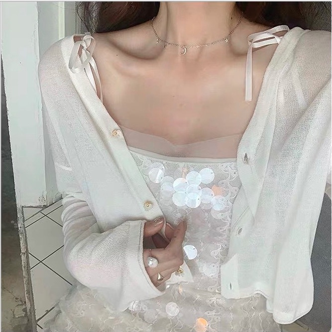 Áo len nữ khoác ngoài cardigan kiểu croptop tăm mỏng tay dài dệt kim cao cấp MSP468