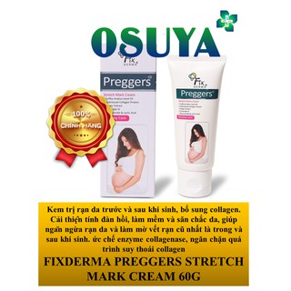 [ CHÍNH HÃNG ] Trị Rạn Da Trong Và Sau Sinh, Phục Hồi Độ Đàn Hồi, Mờ Vết Rạn - FIXDERMA PREGGERS STRETCH MARK CREAM 60G