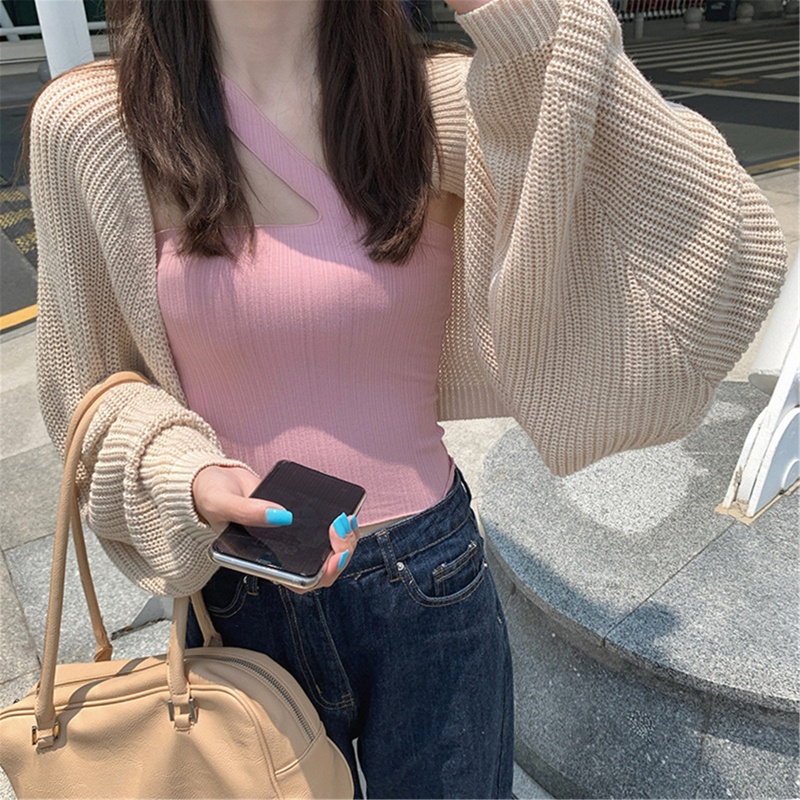 Áo Khoác Cardigan Dệt Kim Tay Cánh Dơi Phong Cách Hàn Quốc