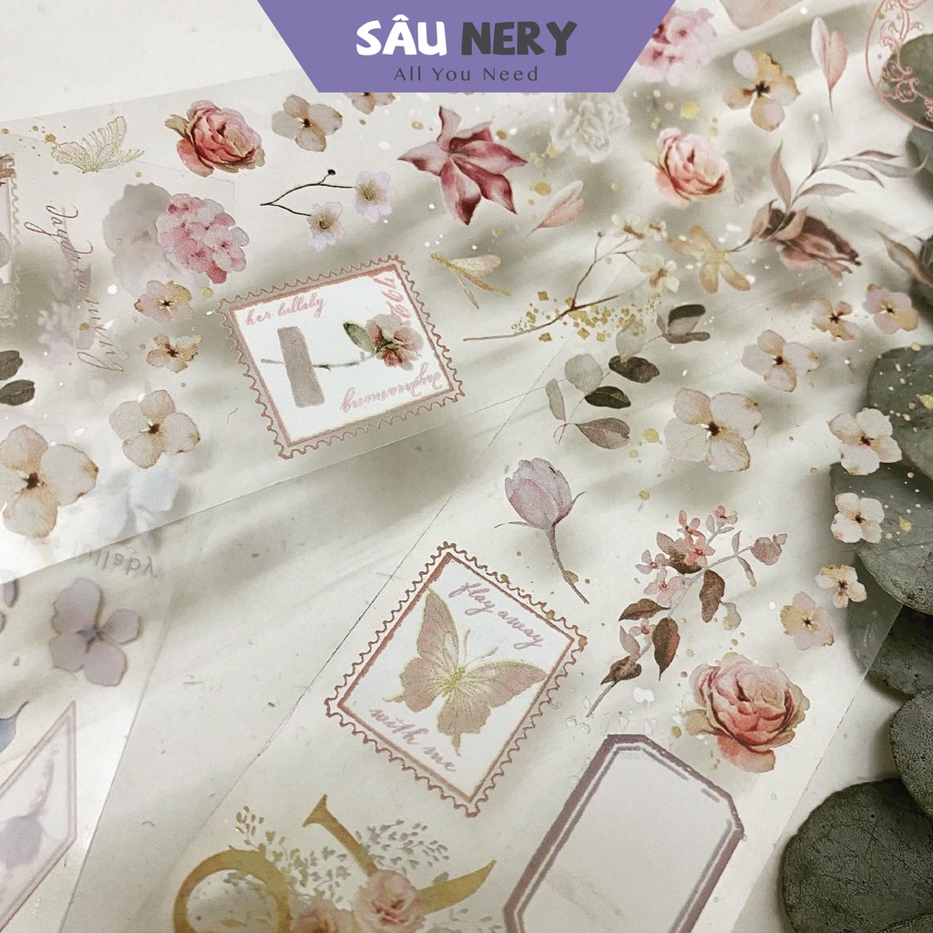 Sâu Nery - Washi tape băng dán trang trí hoa lá mùa xuân by Heartly Paper (60cm)