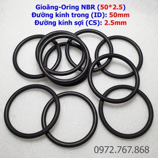 Gioăng cao su nbr 50*2.5mm, đường kính trong 50mm, đường kính ngoài 55mm, dày 2.5mm